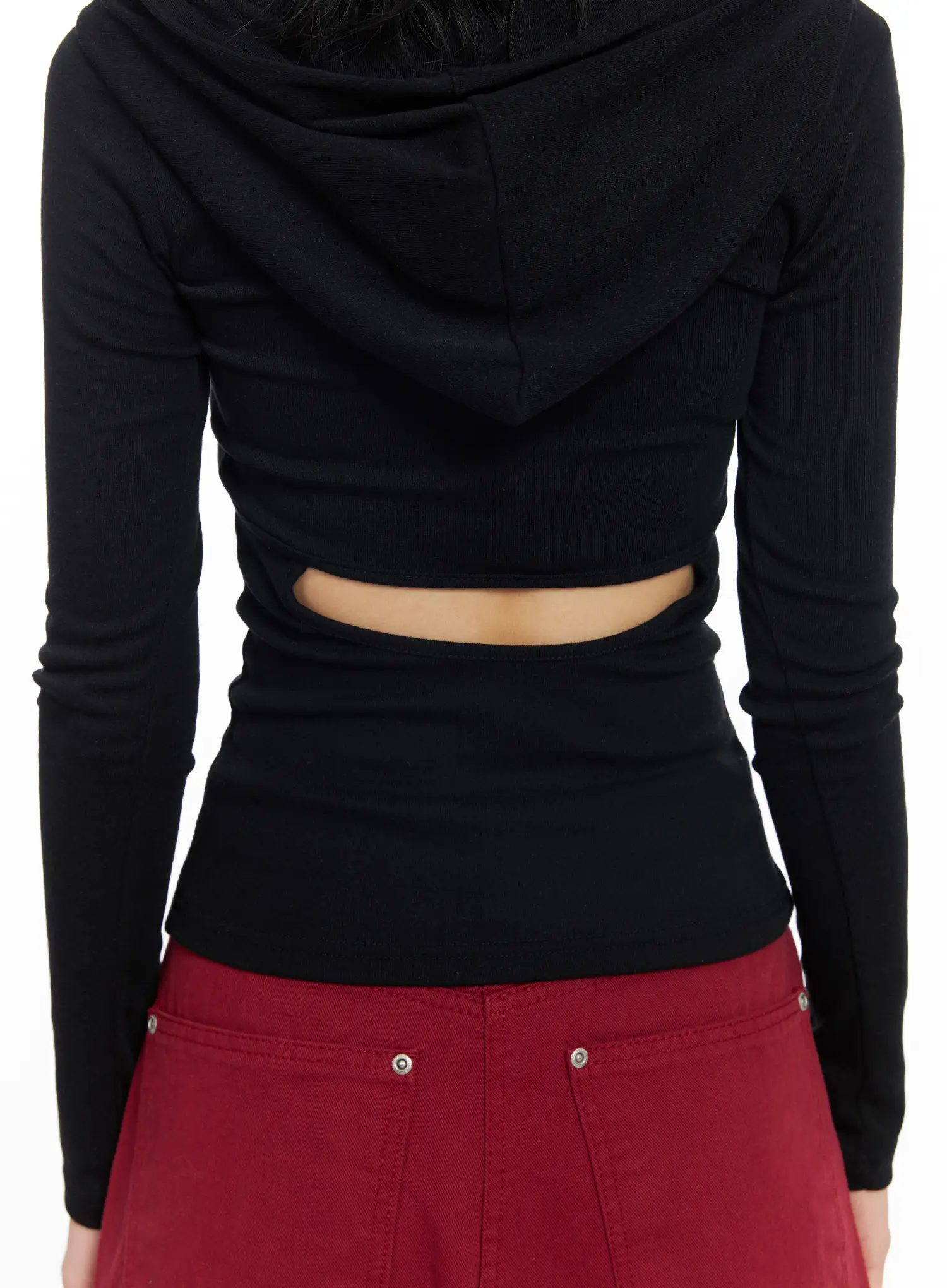 Slim-Fit Gromment Detail Hoodie CJ523 - Image 9