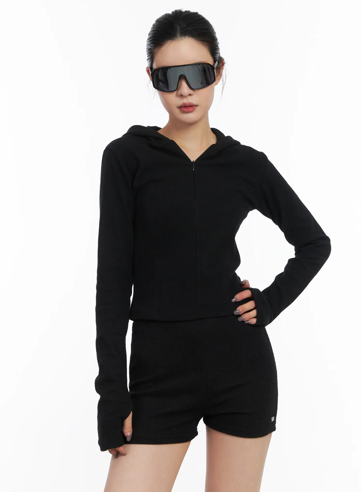 Slim Fit Half-Zip Hoodie Top CD505