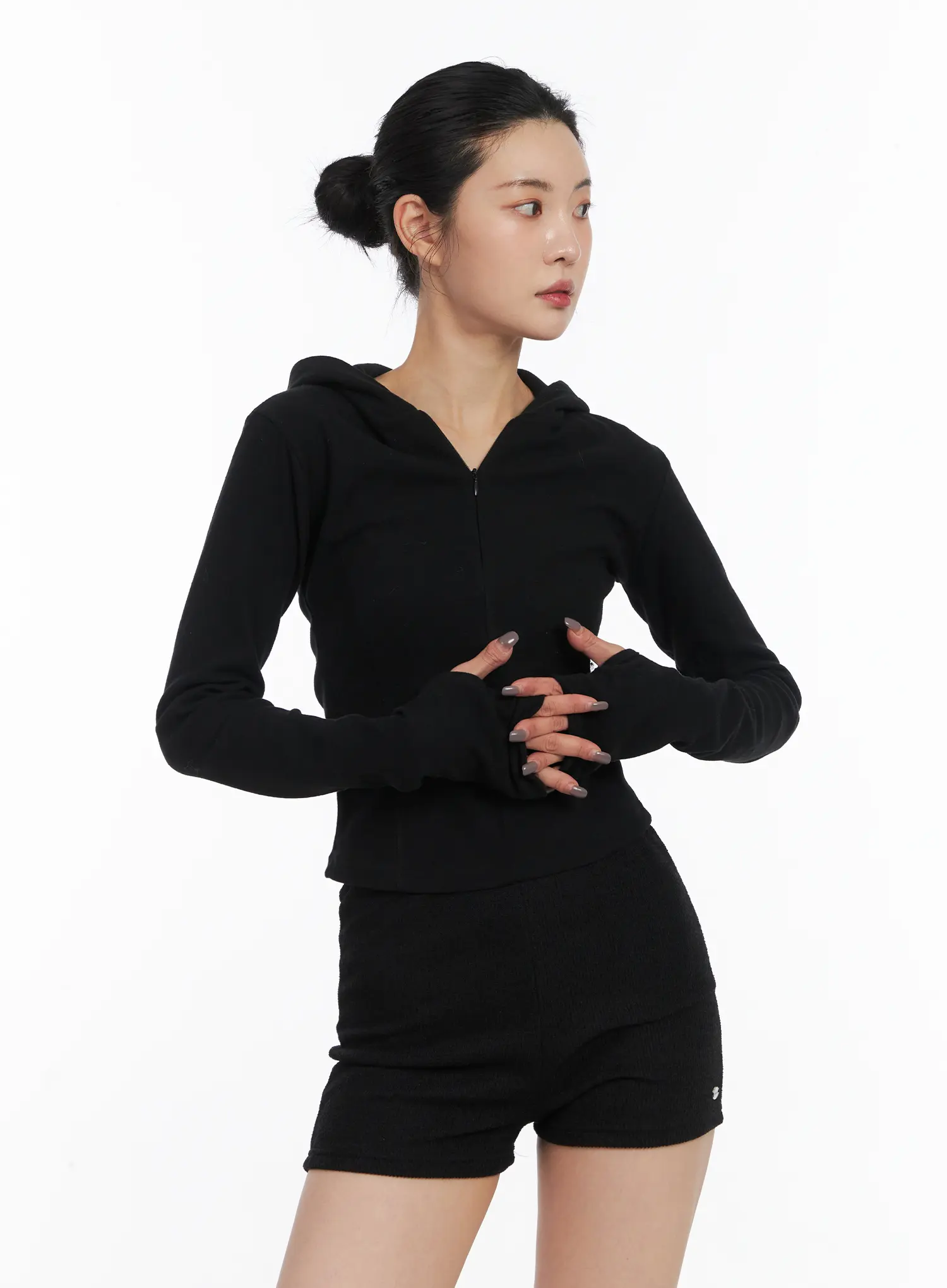 Slim Fit Half-Zip Hoodie Top CD505 - Image 3