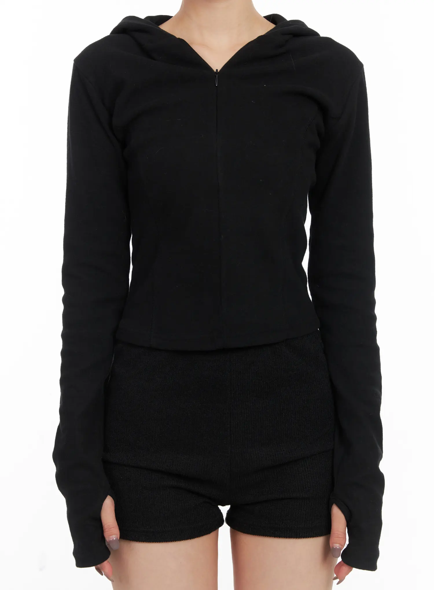 Slim Fit Half-Zip Hoodie Top CD505 - Image 4