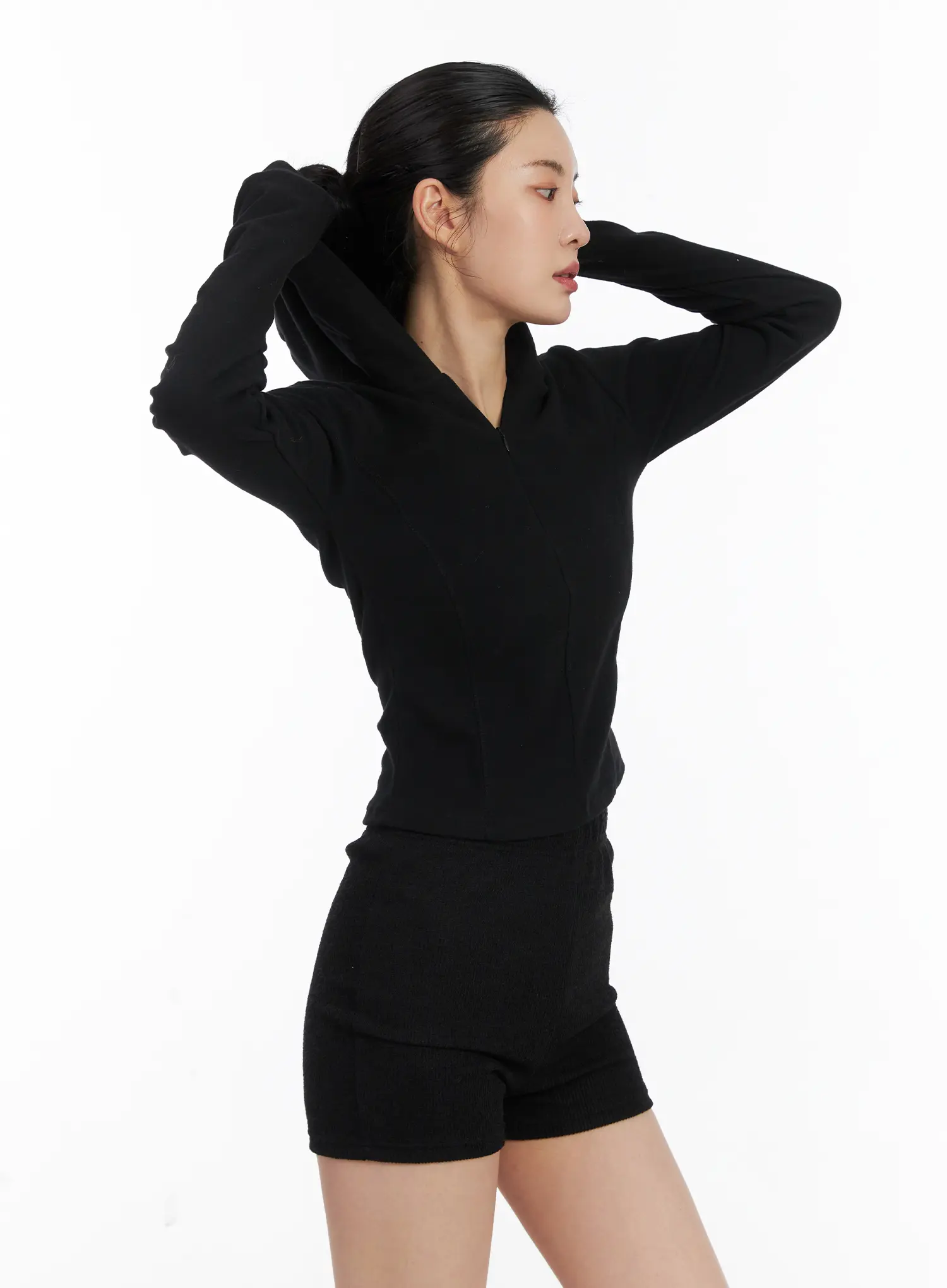 Slim Fit Half-Zip Hoodie Top CD505 - Image 6