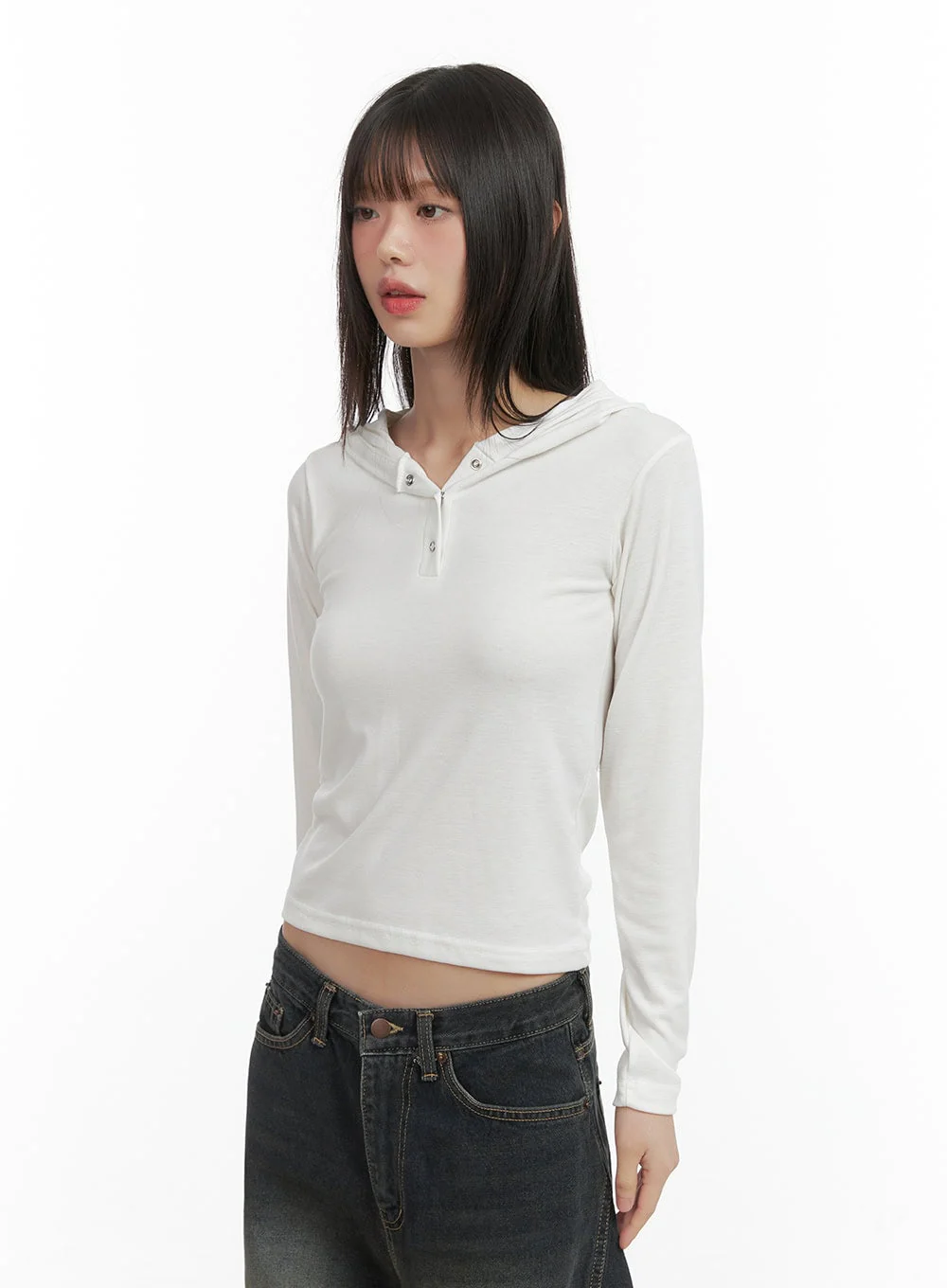 Slim Fit Hooded Long Sleeve Top CO410 - Image 4