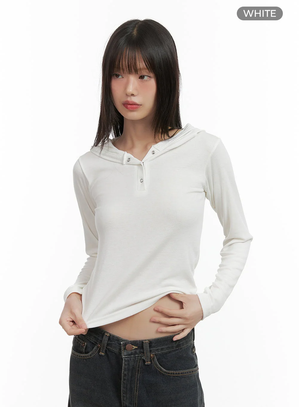 Slim Fit Hooded Long Sleeve Top CO410 - Image 6