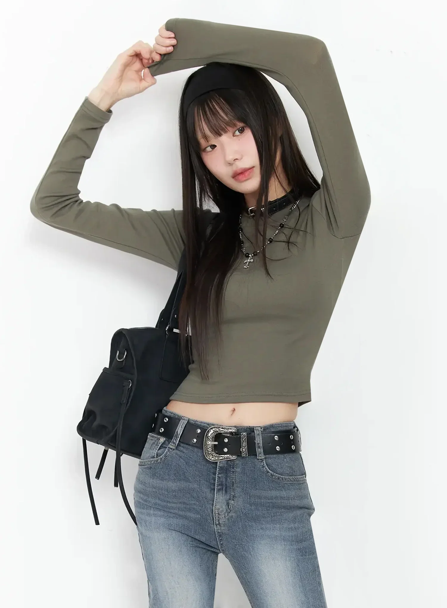 Slim Fit Long Sleeve Crop Top IM523