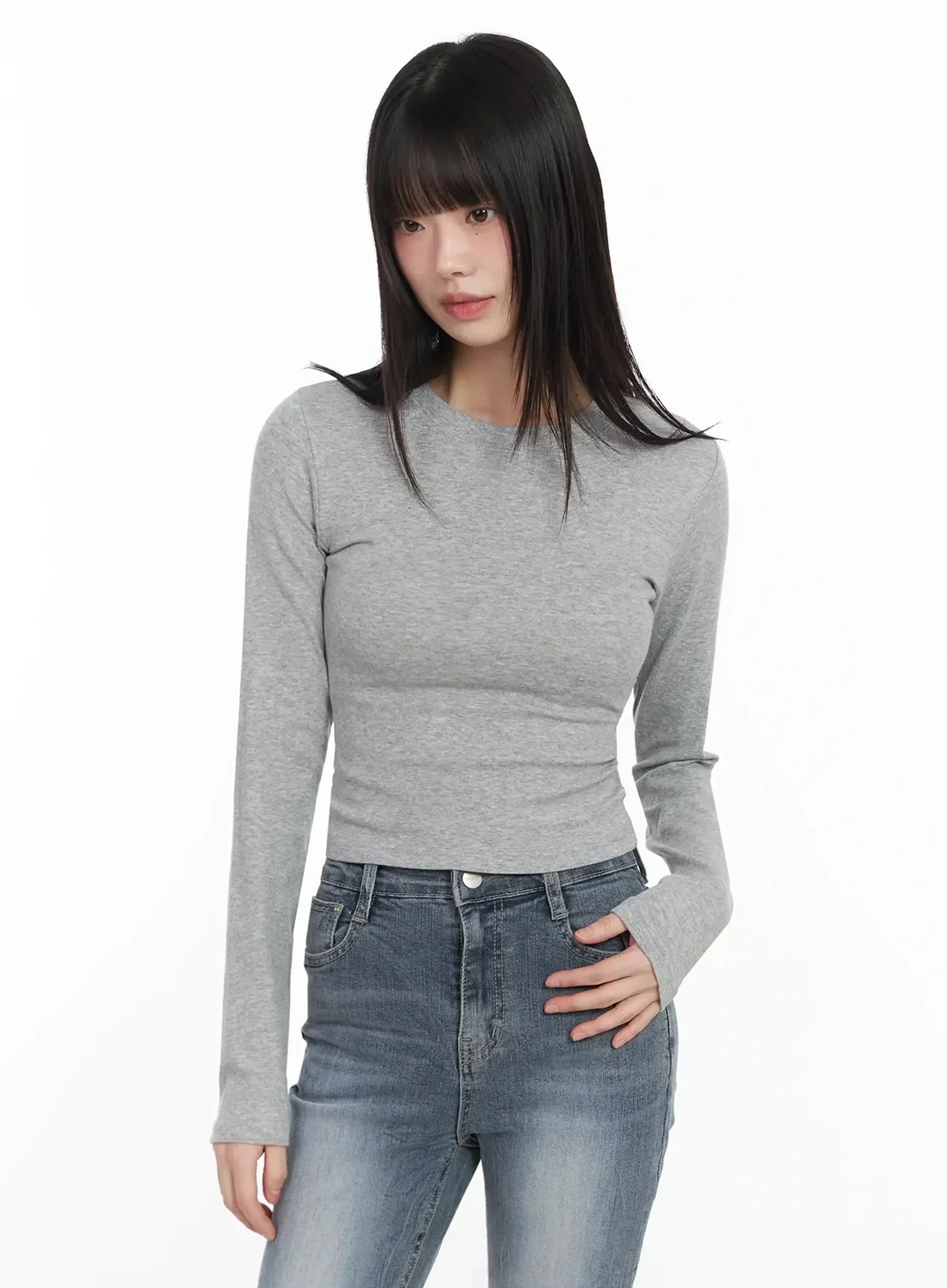 Slim Fit Long Sleeve Crop Top IM523 - Image 14
