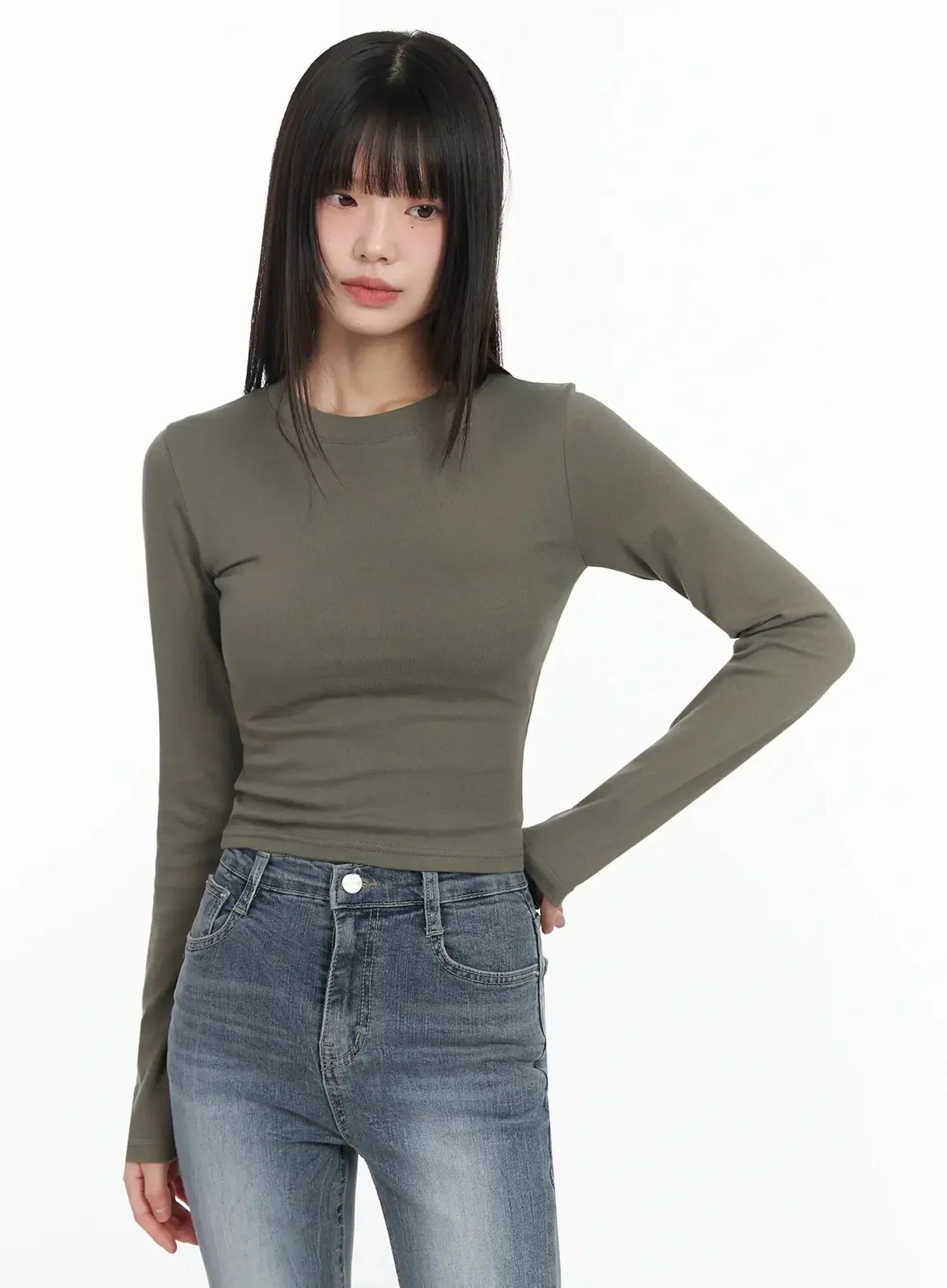 Slim Fit Long Sleeve Crop Top IM523 - Image 3