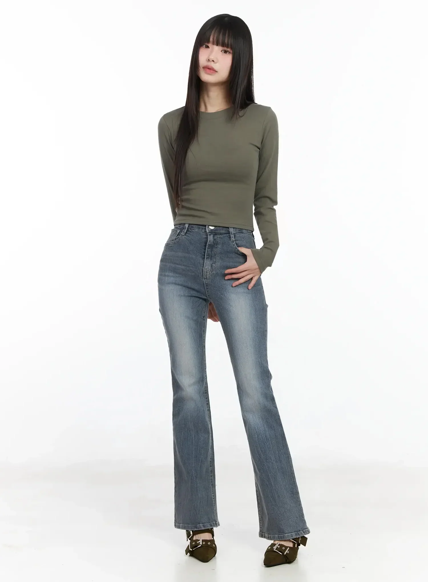 Slim Fit Long Sleeve Crop Top IM523 - Image 5