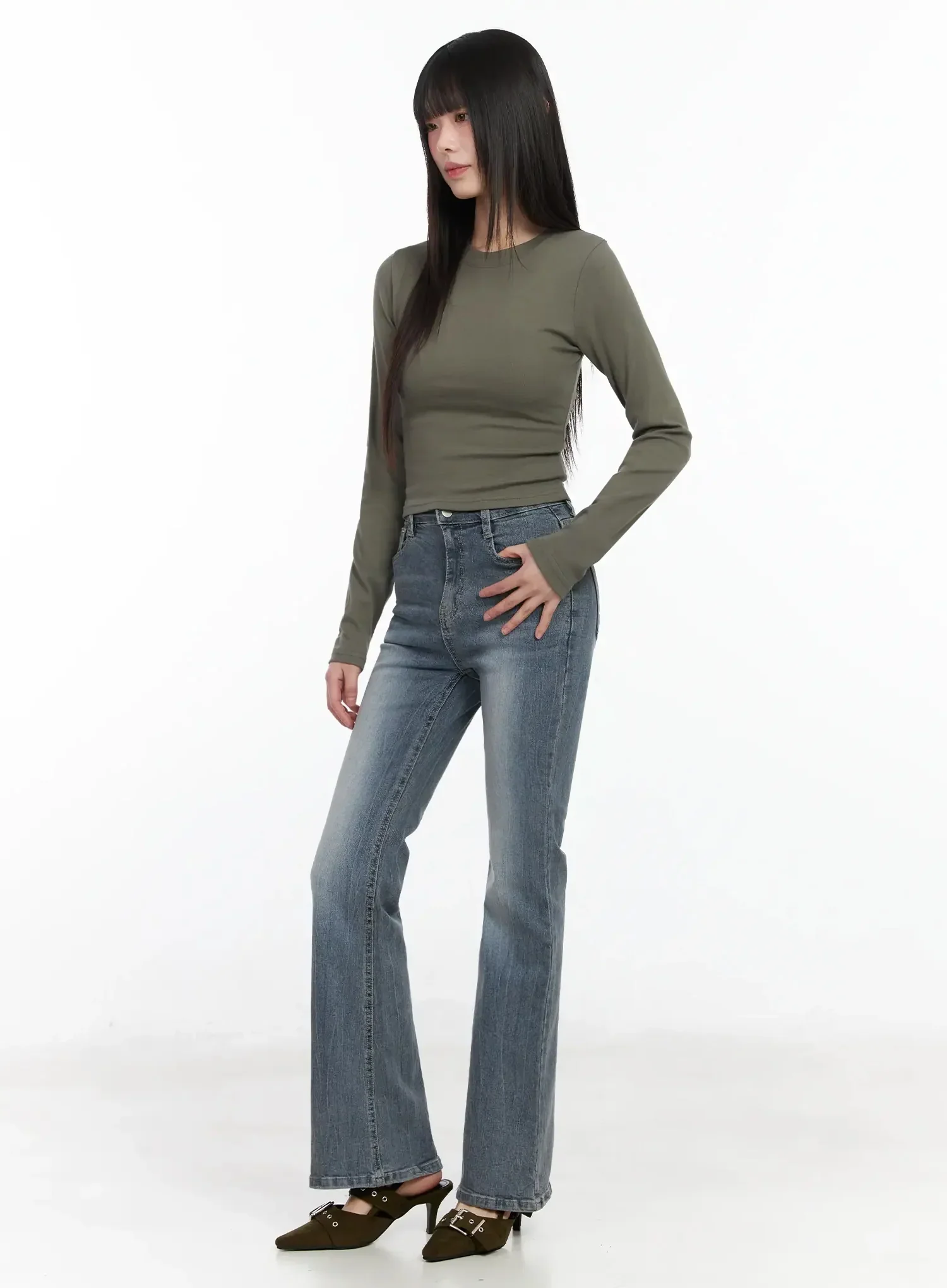 Slim Fit Long Sleeve Crop Top IM523 - Image 6