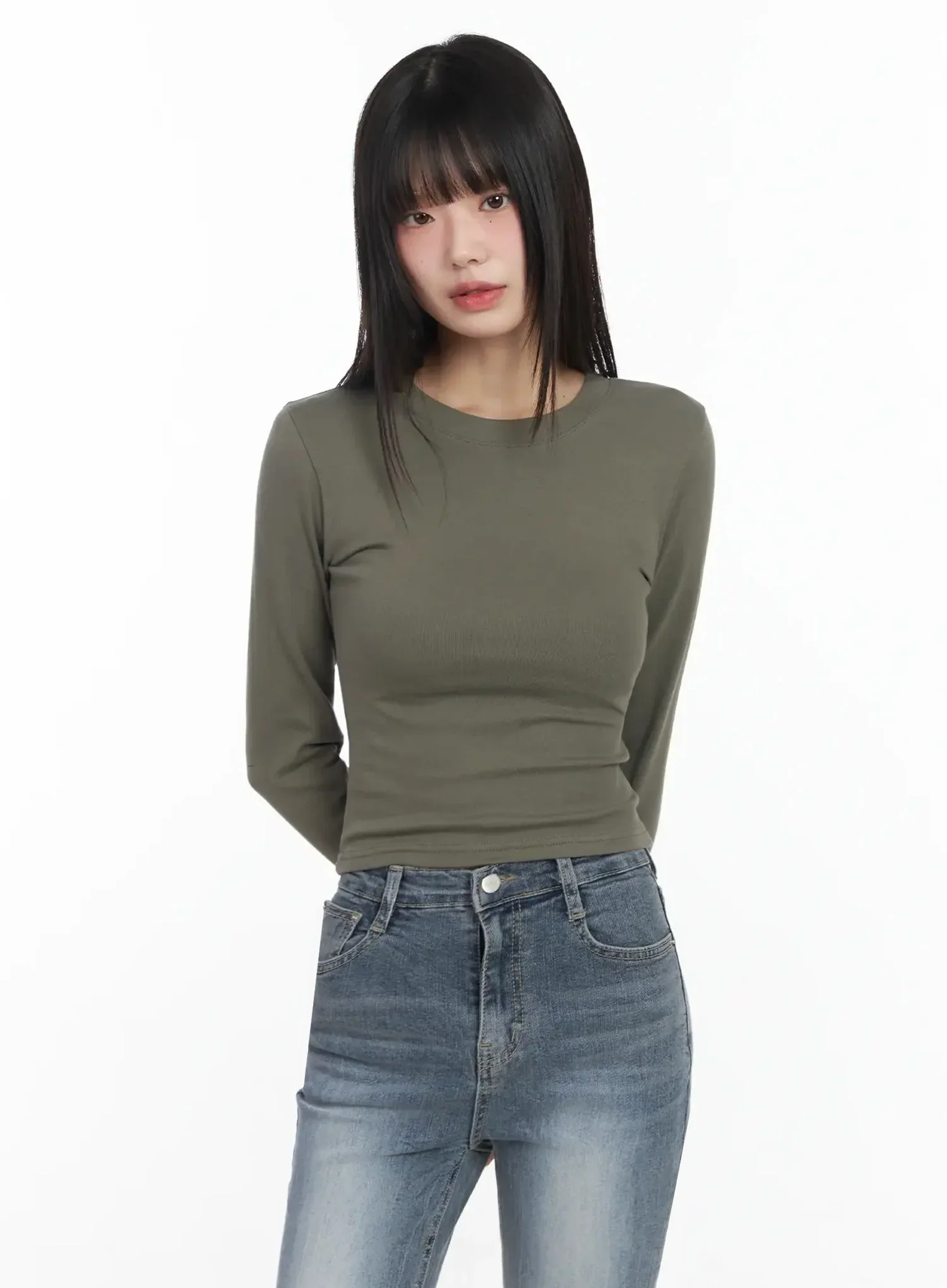 Slim Fit Long Sleeve Crop Top IM523 - Image 7