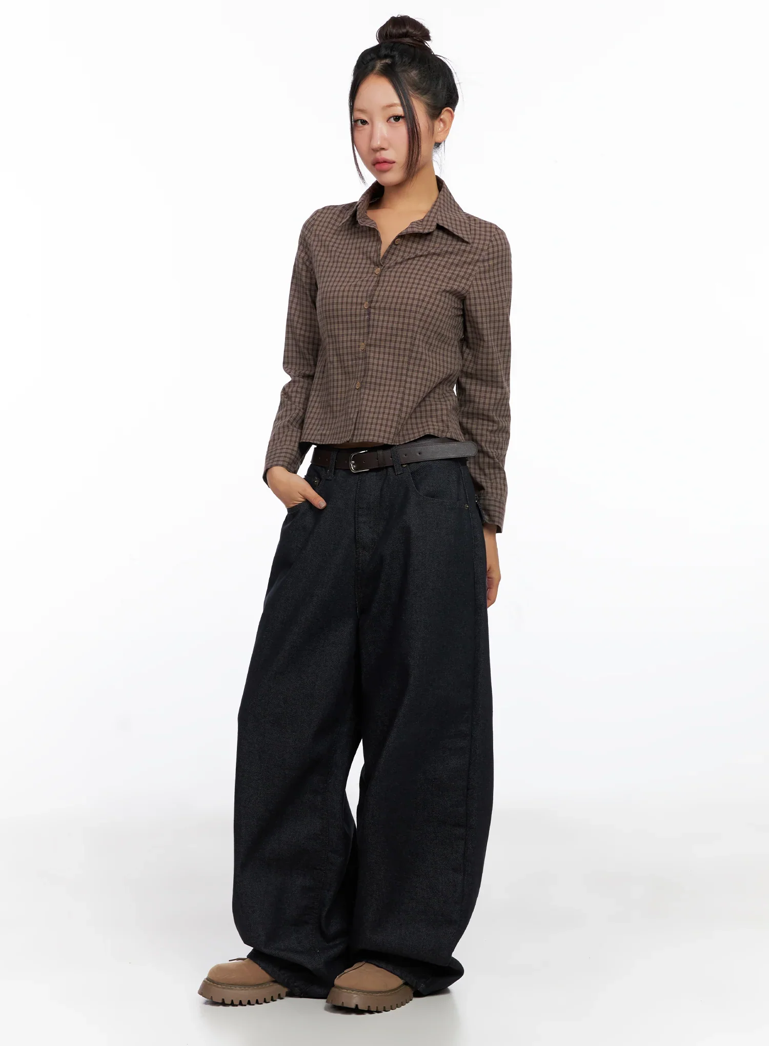 Slim Fit Plaid Long Sleeve Shirt CO515 - Image 2