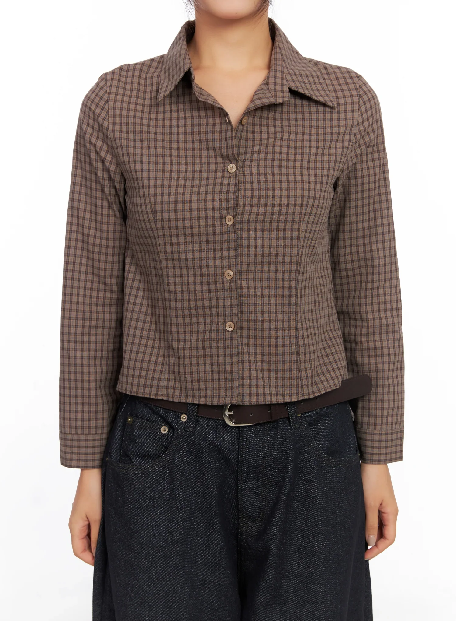 Slim Fit Plaid Long Sleeve Shirt CO515 - Image 3
