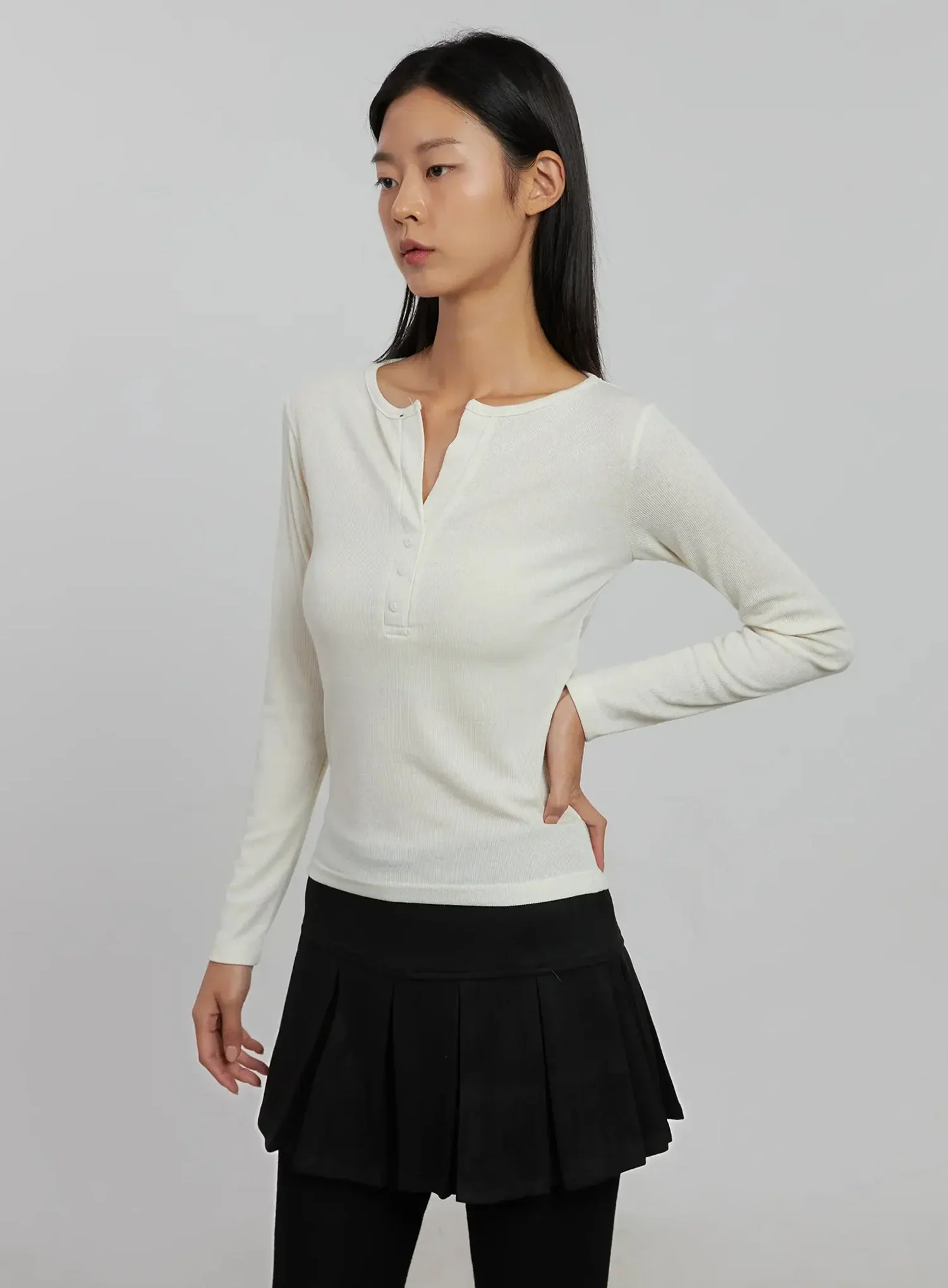 Slim Fit Ribbed Top IJ509 - Image 5