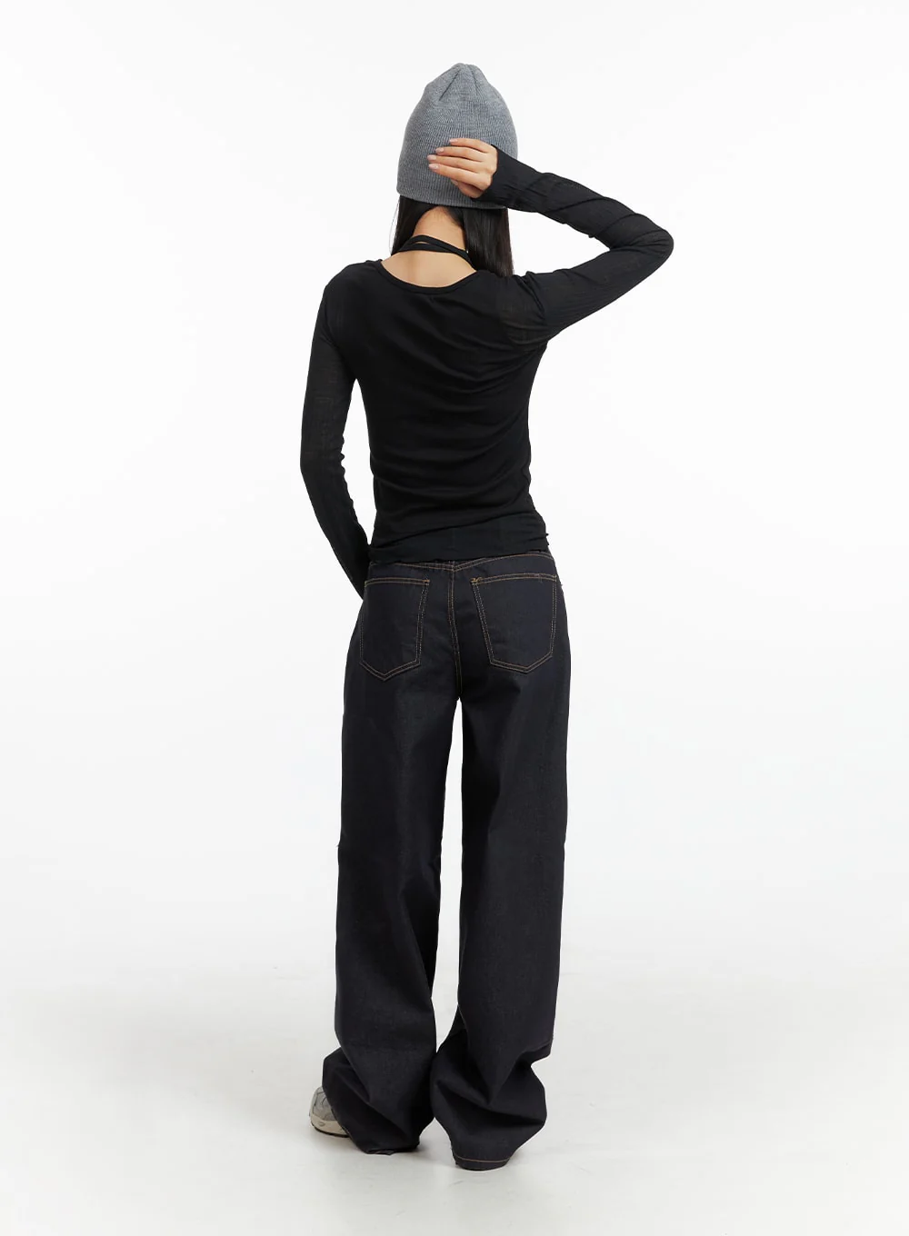 Slim Fit Round Neck Top with Scarf CF408 - Image 6