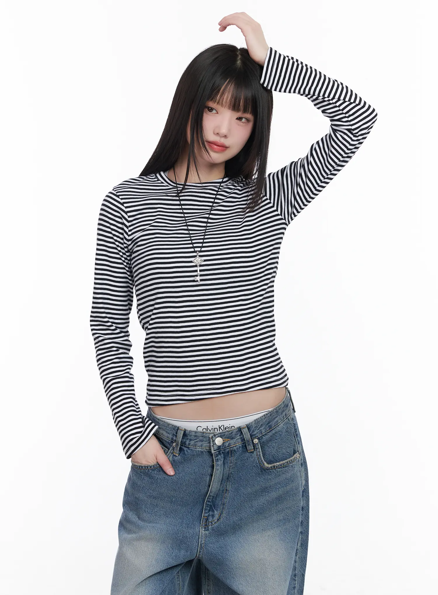 Slim-Fit Striped Long Sleeve Tee CM526