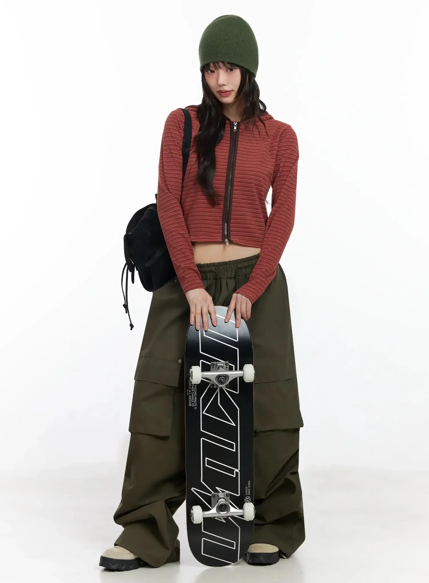 Slim Fit Striped Zip-Up Hoodie F516 - Image 4