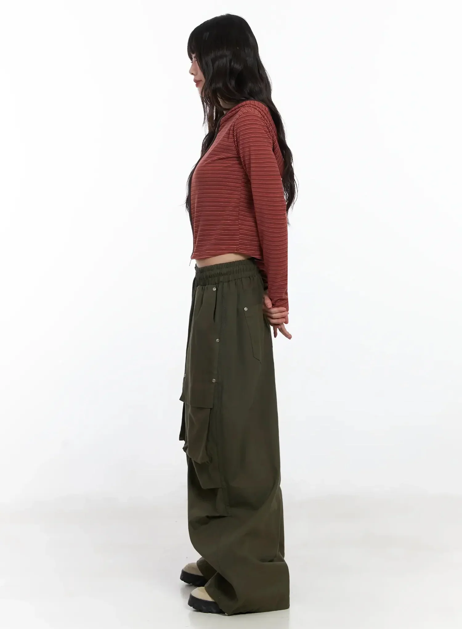 Slim Fit Striped Zip-Up Hoodie F516 - Image 9