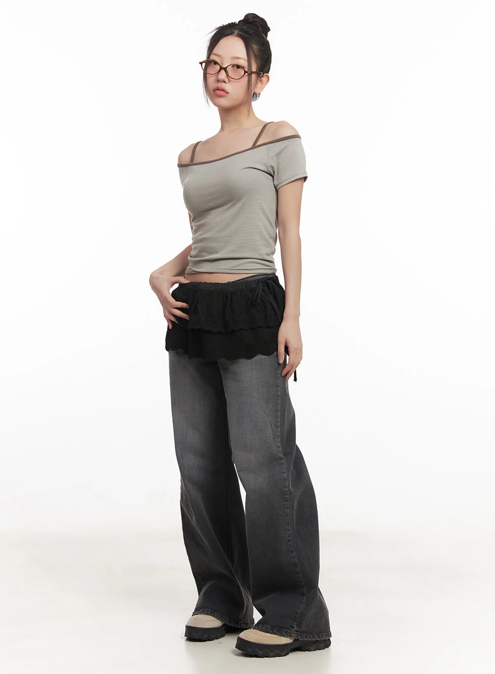 Slim-Fit Stylish Crop Tee & Cami Set CM528 - Image 5