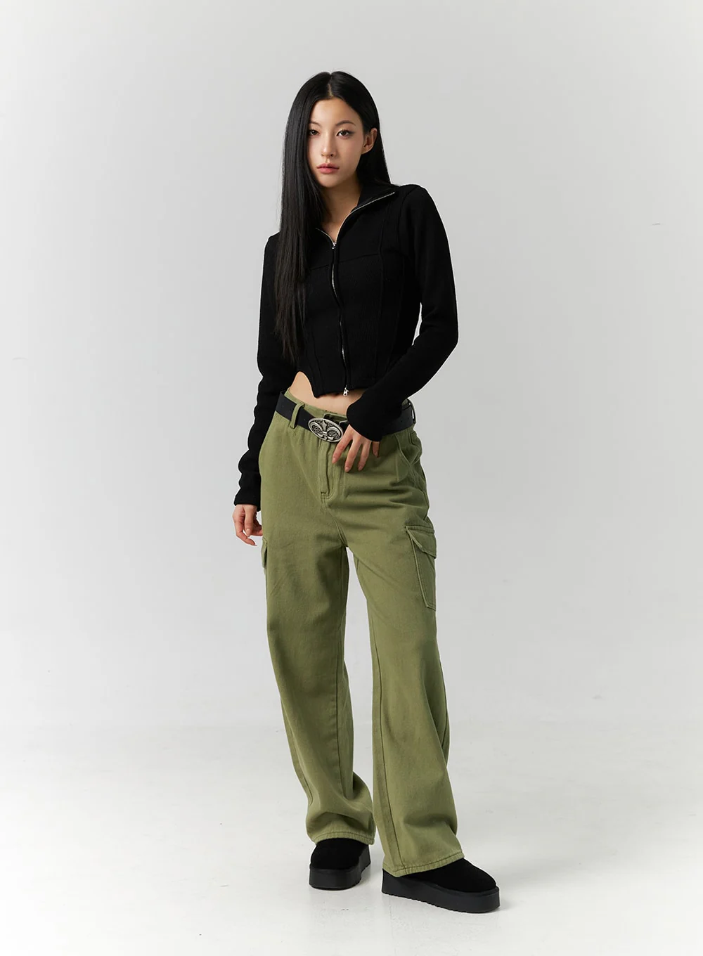 Slim Fit Zip Up Knit Top ID306 - Image 2