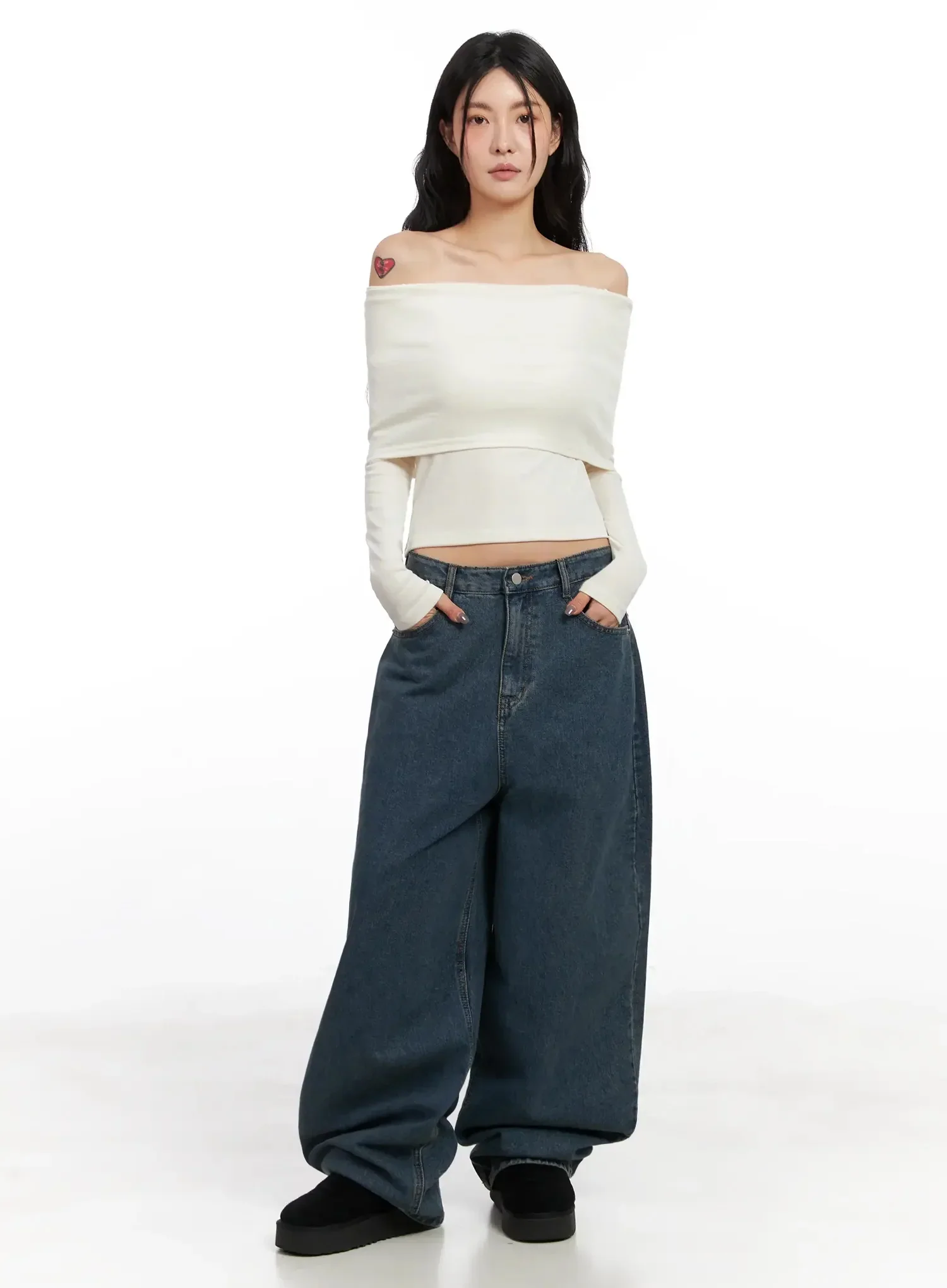 Slim Off-Shoulder Long Sleeve Tee IN528 - Image 7