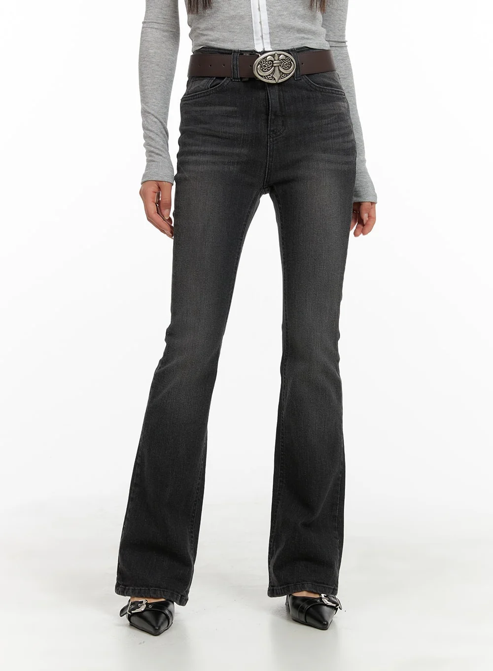Slim Washed Denim Bootcut Jeans CA403 - Image 3