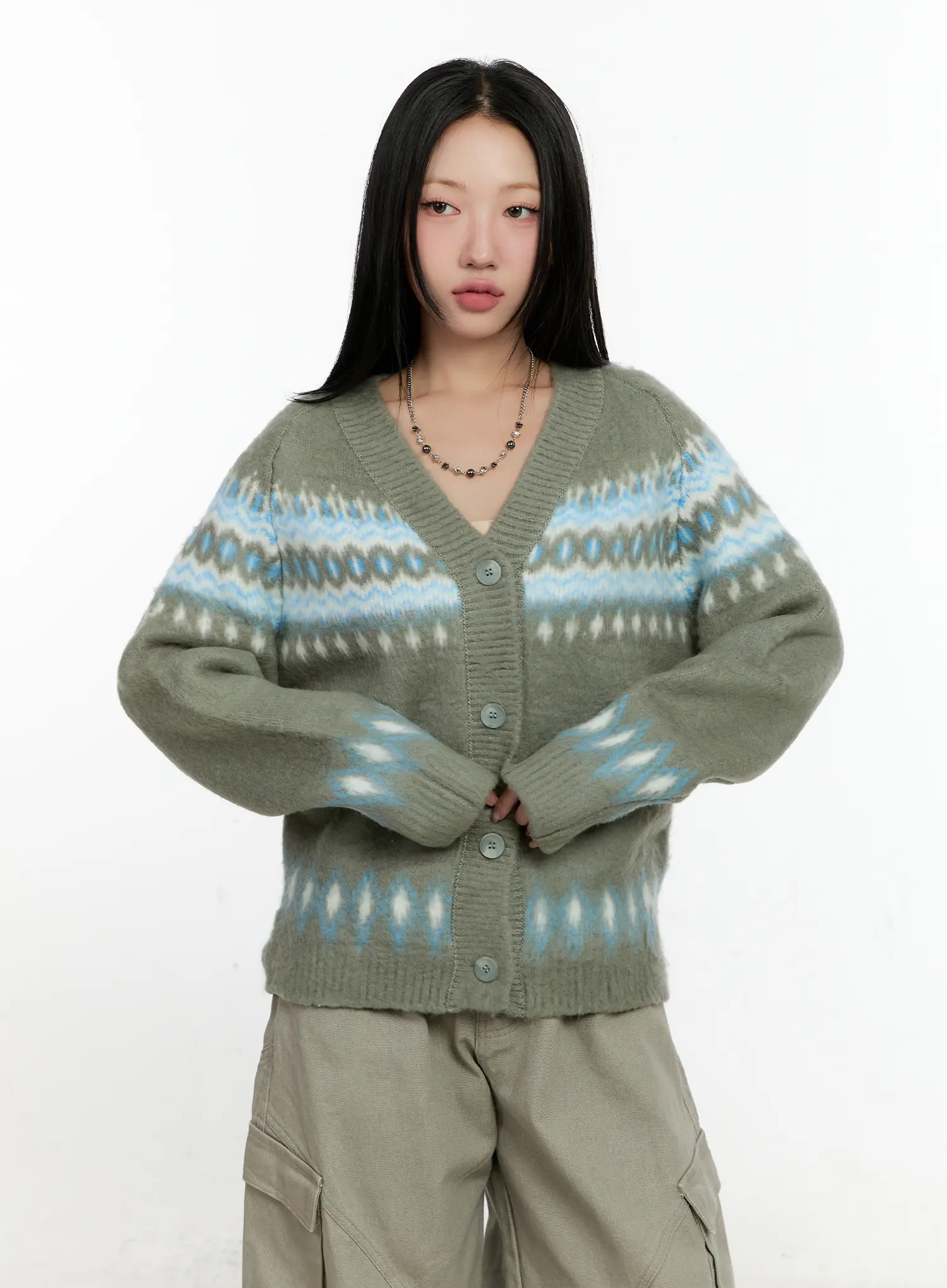 Snowflake Knit Cardigan CN506 - Image 9
