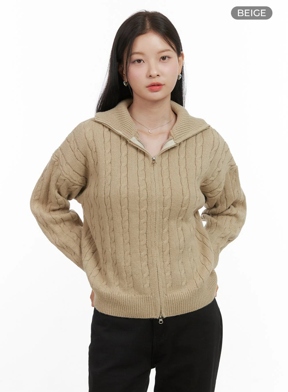 SnugFit Cable Zip-Up Sweater OS411 - Image 10
