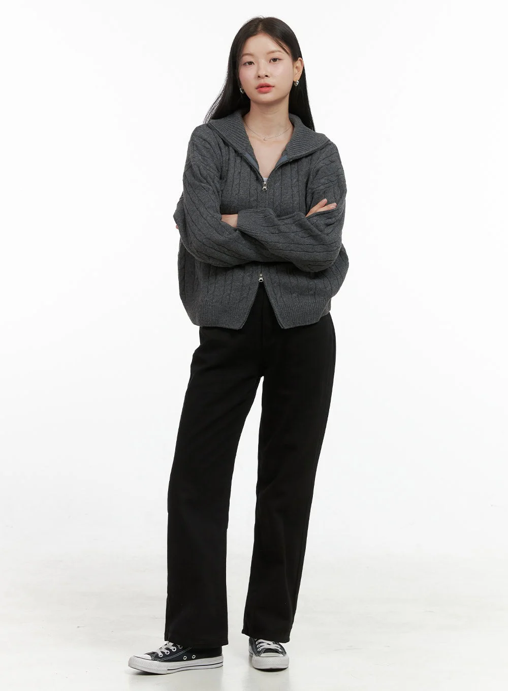 SnugFit Cable Zip-Up Sweater OS411 - Image 2