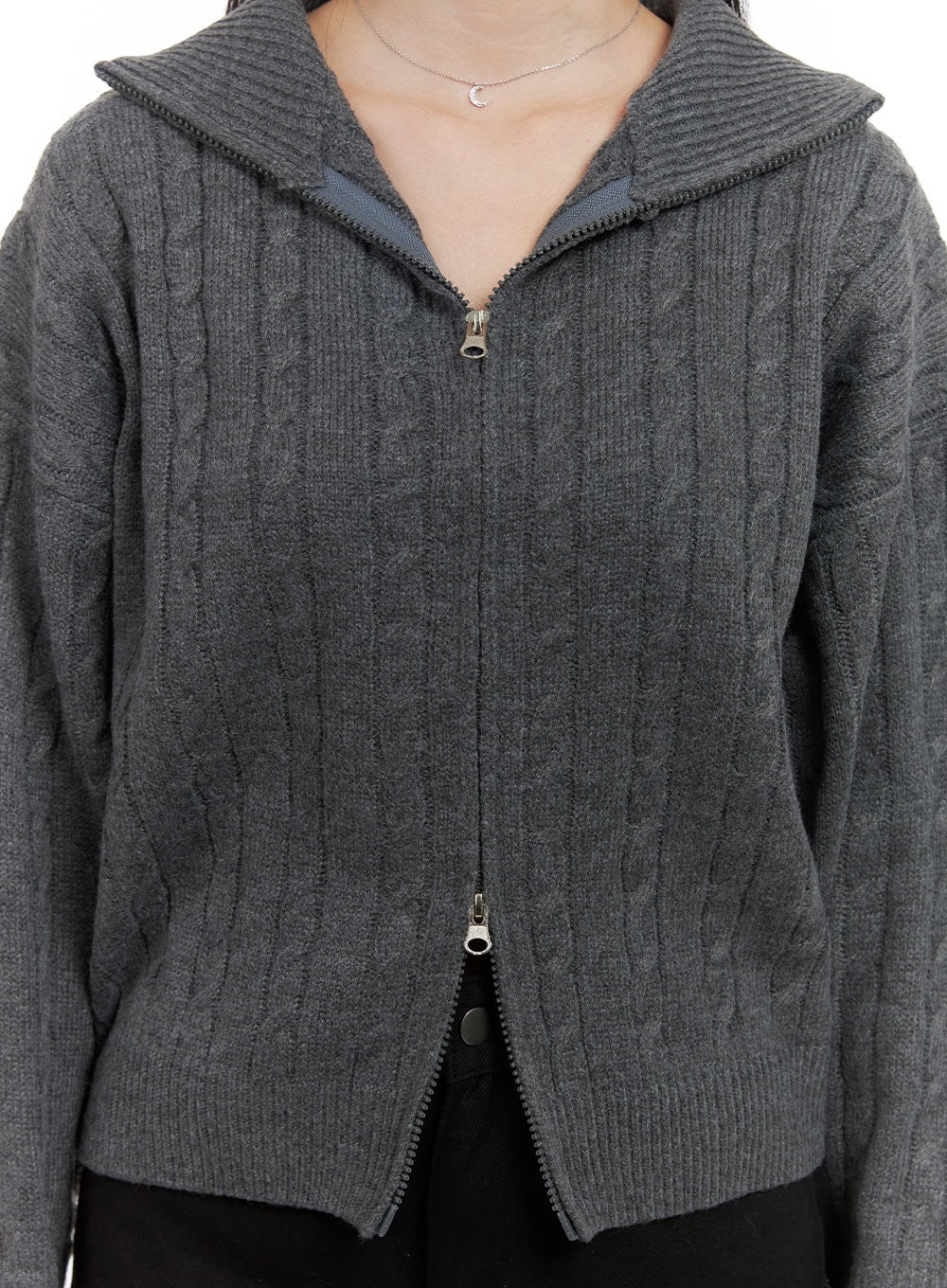 SnugFit Cable Zip-Up Sweater OS411 - Image 4