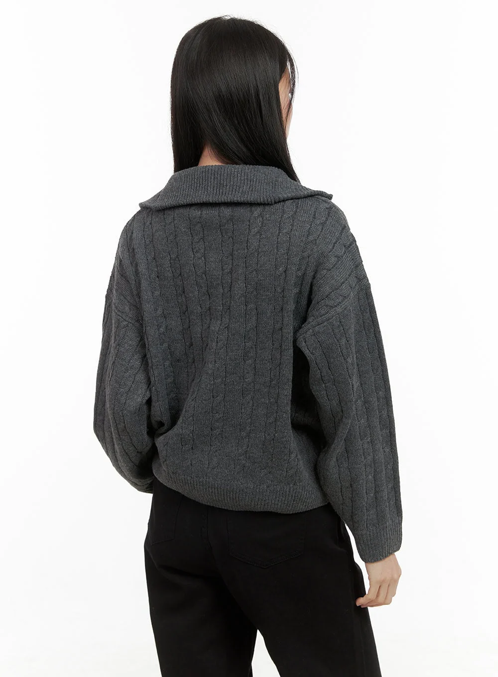 SnugFit Cable Zip-Up Sweater OS411 - Image 7