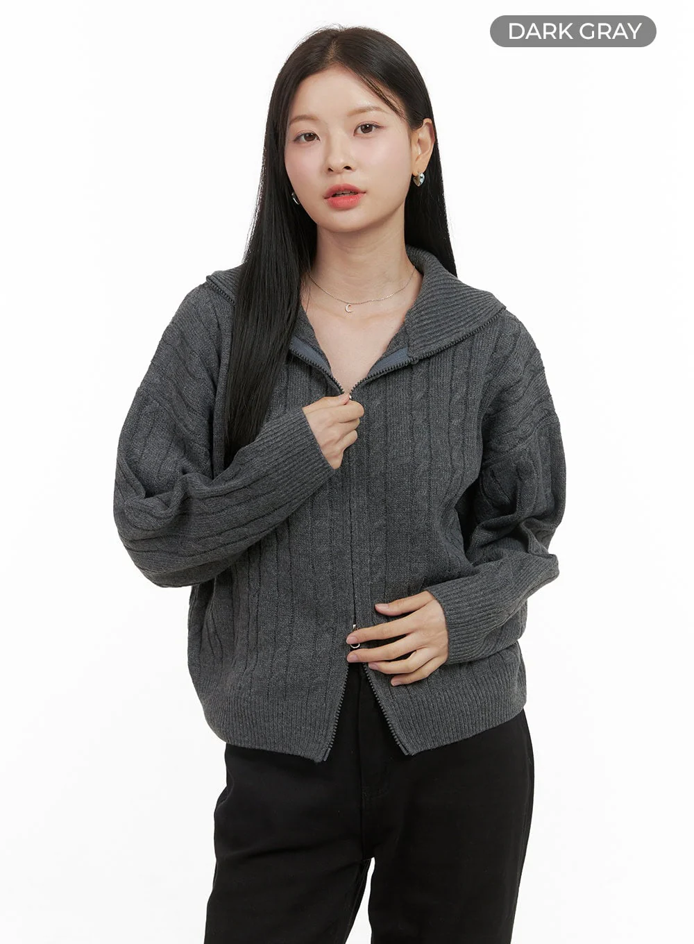 SnugFit Cable Zip-Up Sweater OS411 - Image 8
