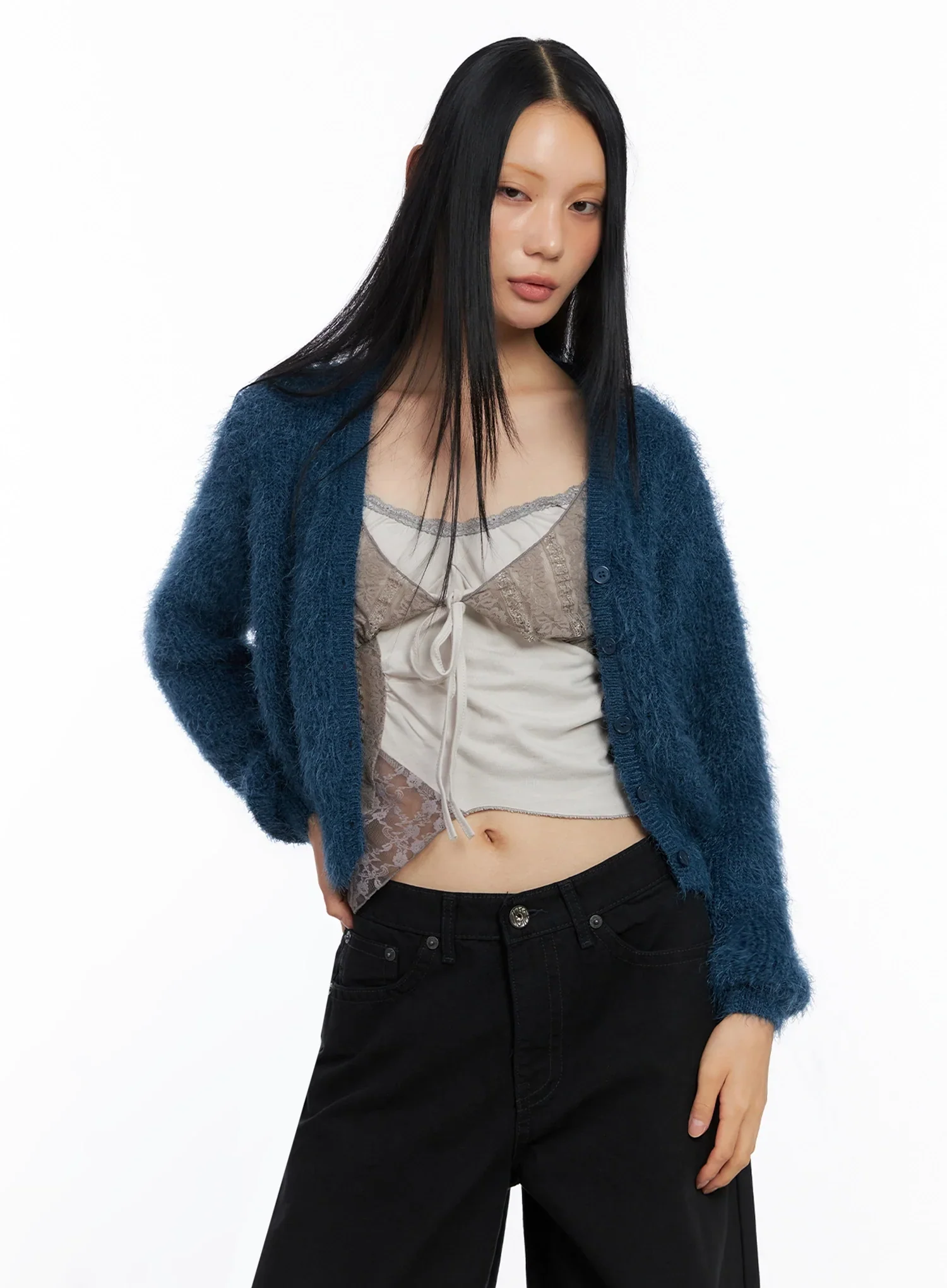 Soft Knit Buttoned Cardigan IO517 - Image 8