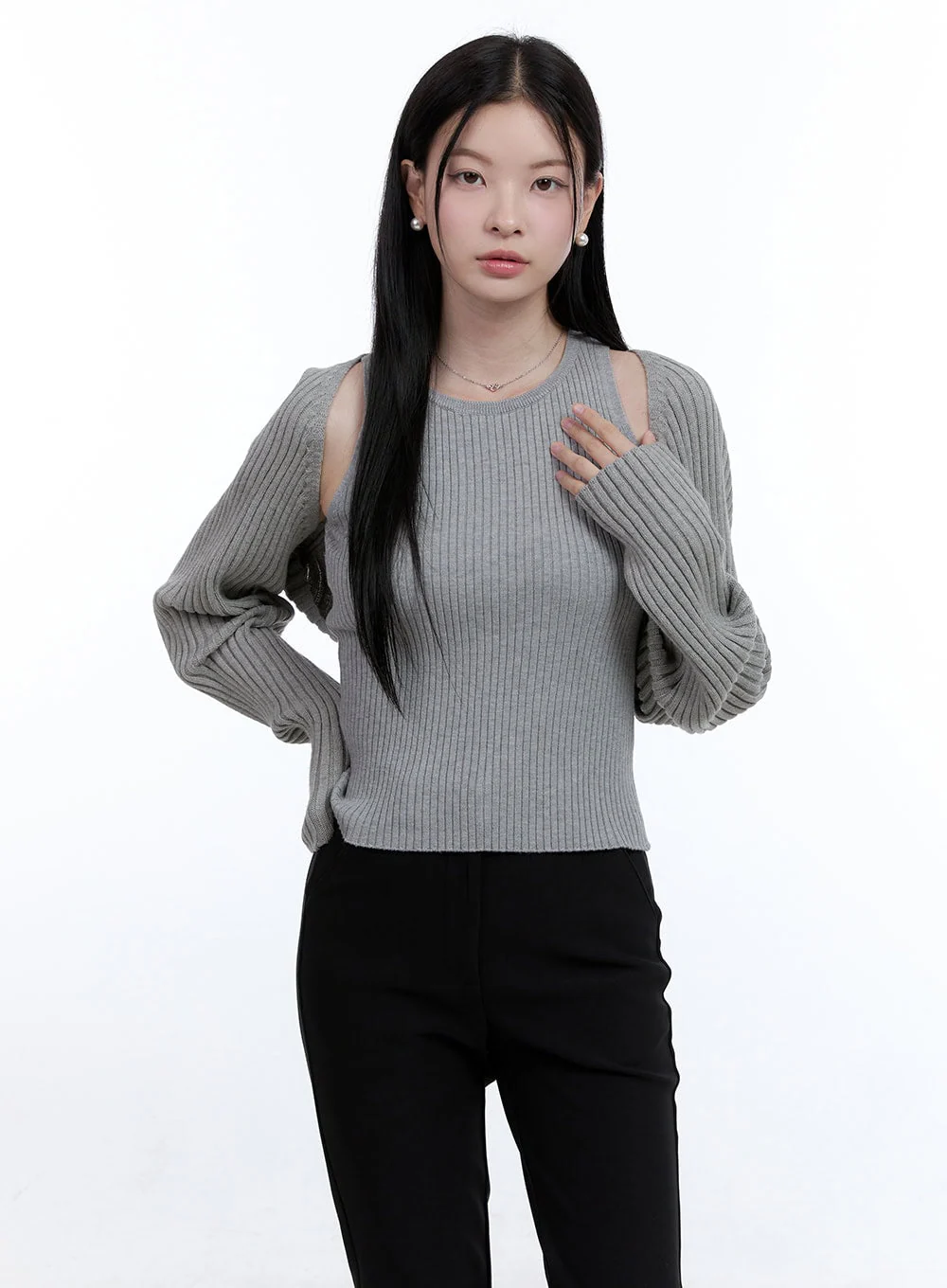 Solid Bolero Sleeve Top OO429 - Image 4