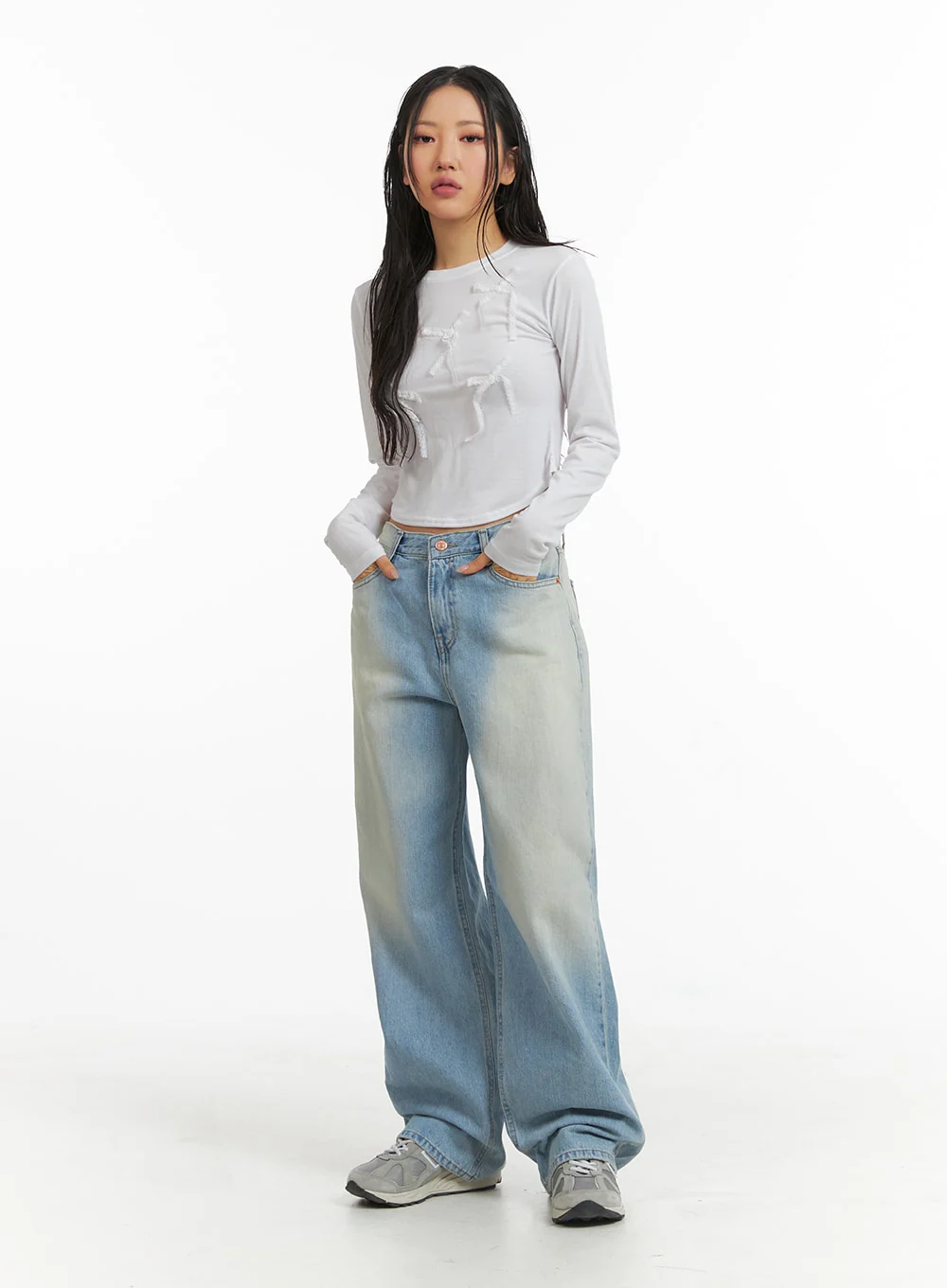 Solid Bowknot Long Sleeve Top CJ425 - Image 3
