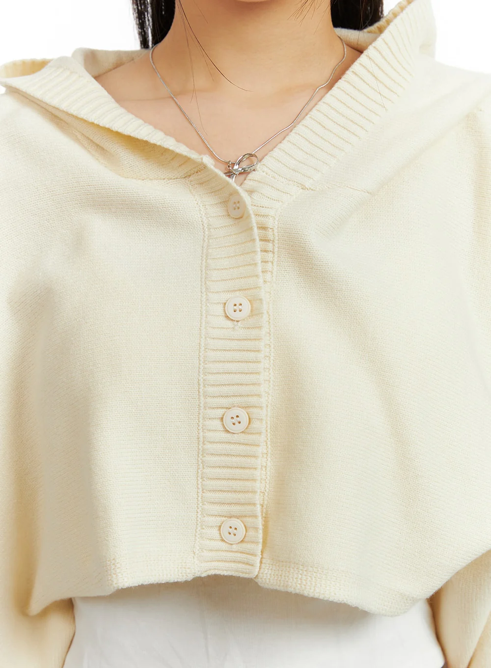 Solid Button Hoodie Cardigan CF426 - Image 3