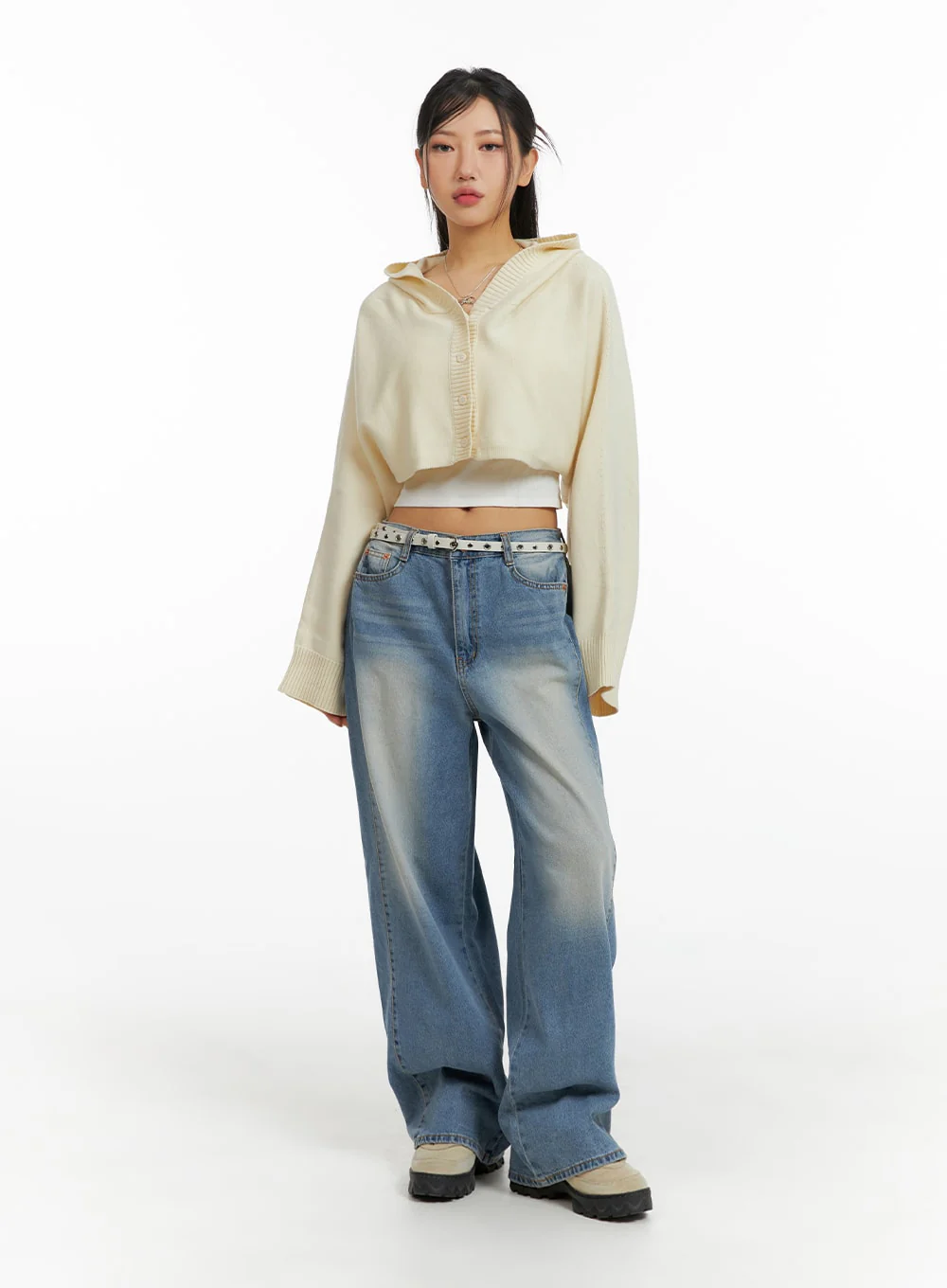 Solid Button Hoodie Cardigan CF426 - Image 4