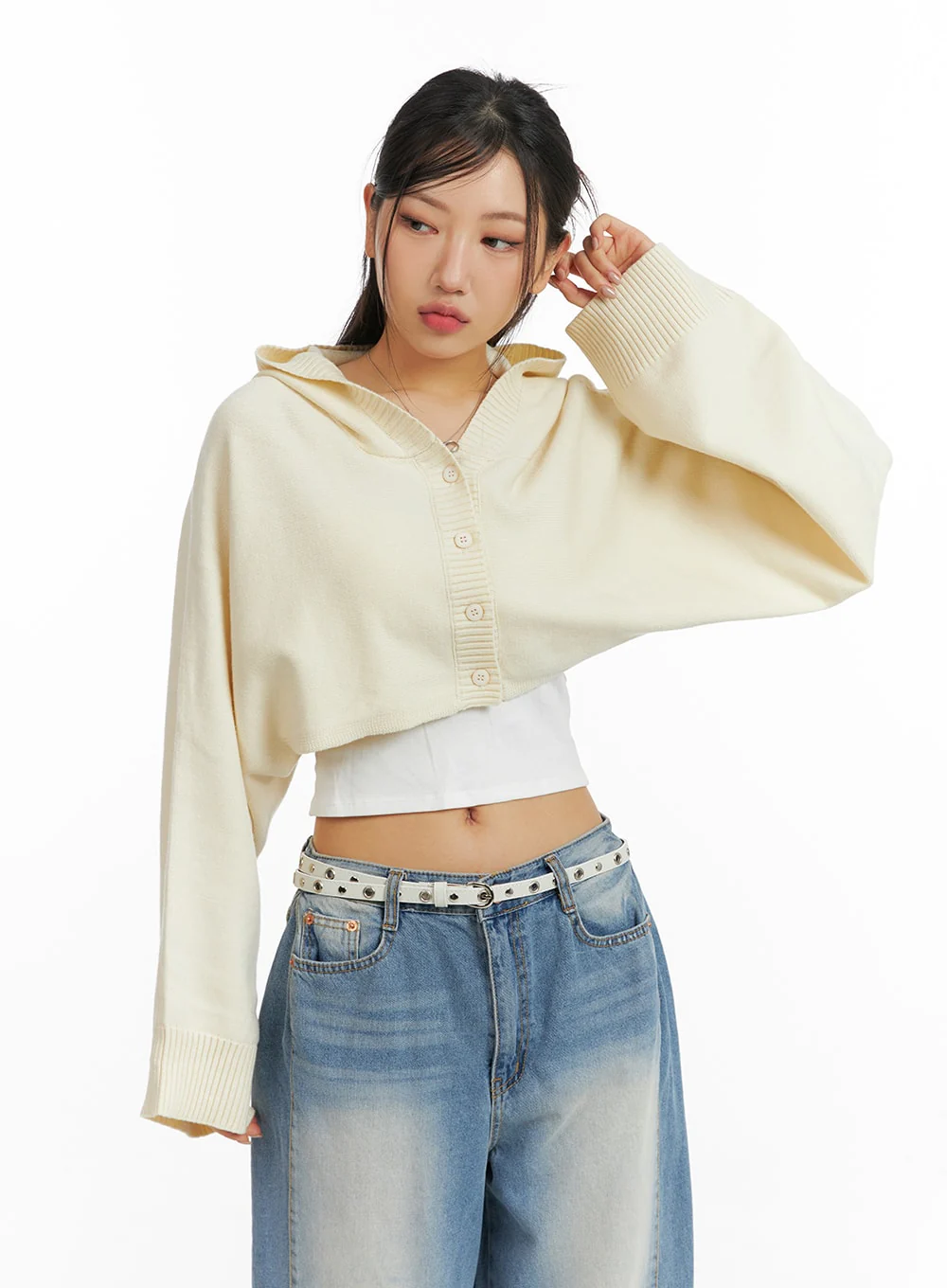 Solid Button Hoodie Cardigan CF426 - Image 5
