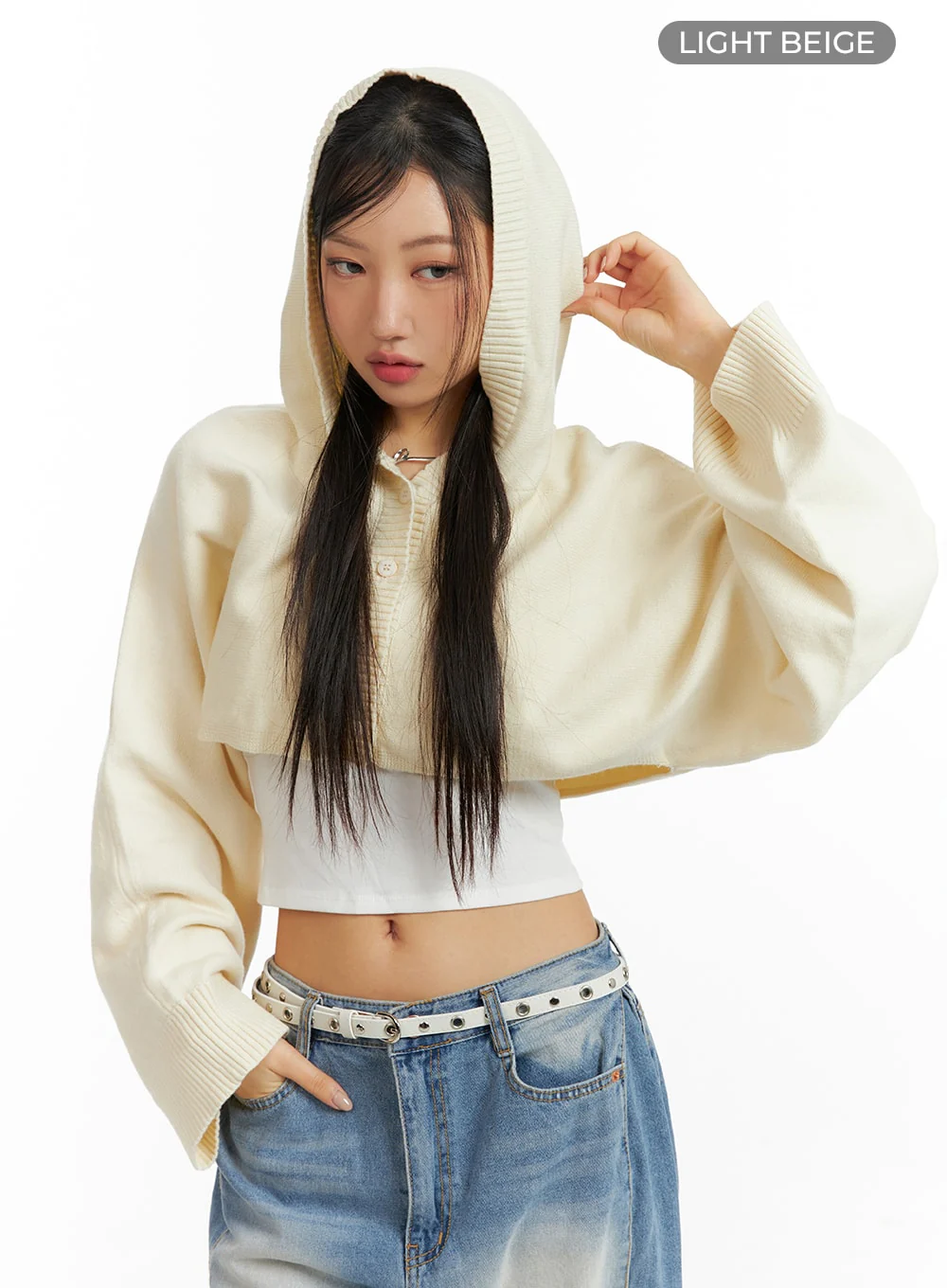 Solid Button Hoodie Cardigan CF426 - Image 7
