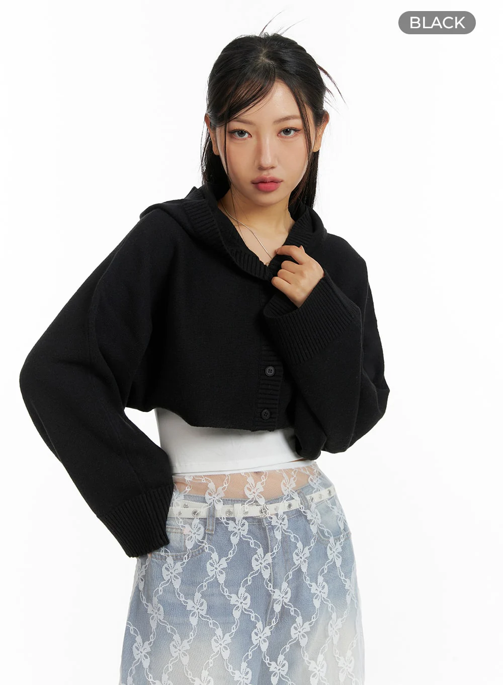 Solid Button Hoodie Cardigan CF426 - Image 9