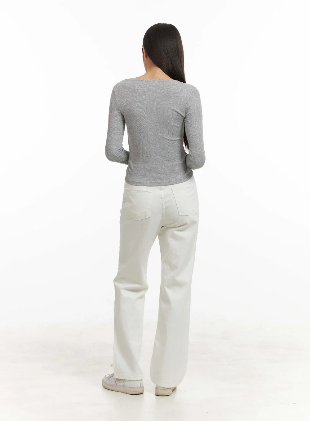 Solid Button Long Sleeve Top OA429 - Image 3