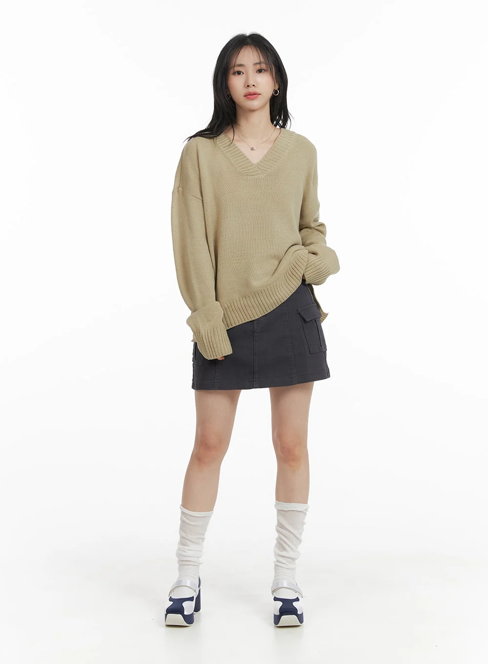 Solid Cargo Mini Skirt OM408 - Image 2