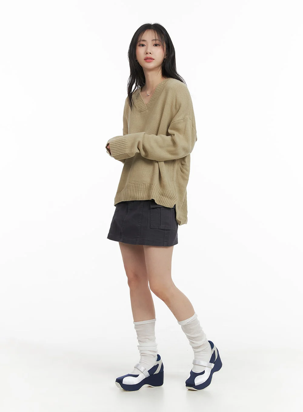 Solid Cargo Mini Skirt OM408 - Image 3