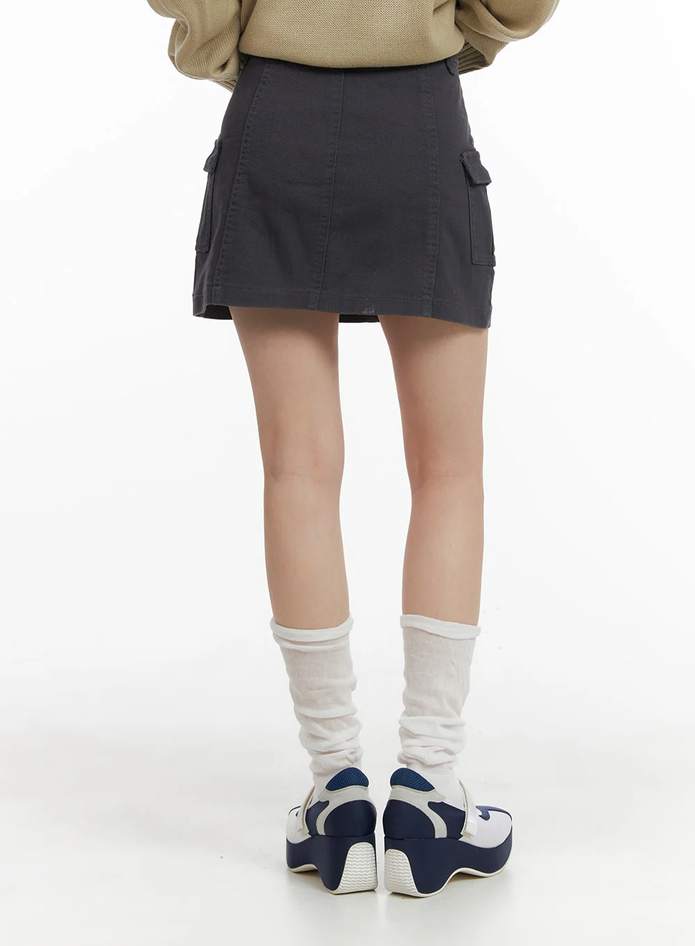 Solid Cargo Mini Skirt OM408 - Image 5