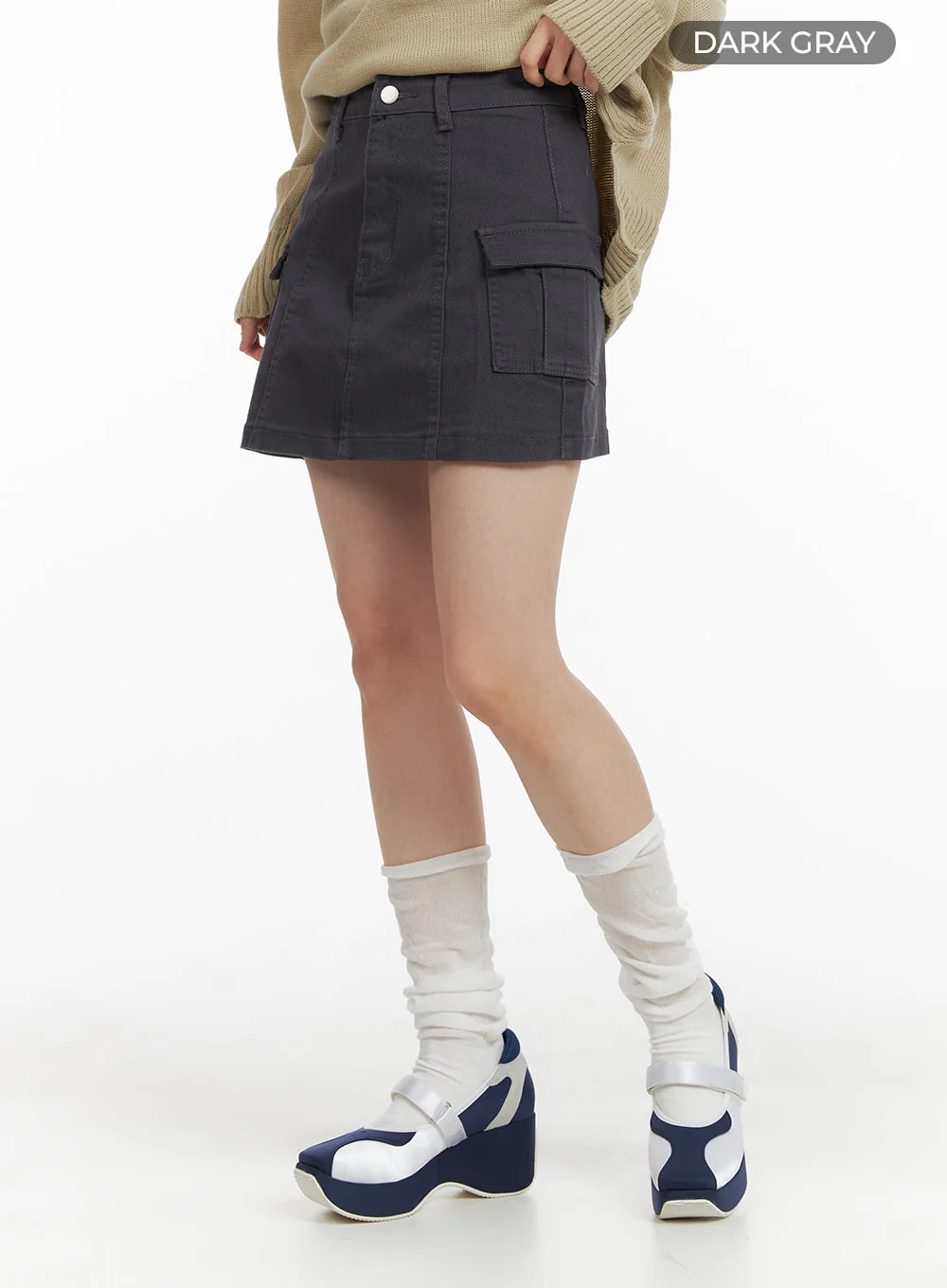 Solid Cargo Mini Skirt OM408 - Image 7