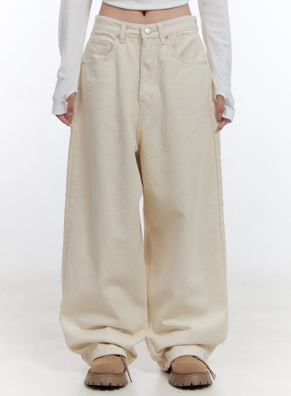 Solid Comfort Wide-Leg Trousers CO418