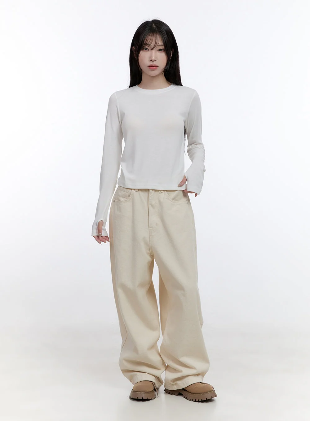 Solid Comfort Wide-Leg Trousers CO418 - Image 2
