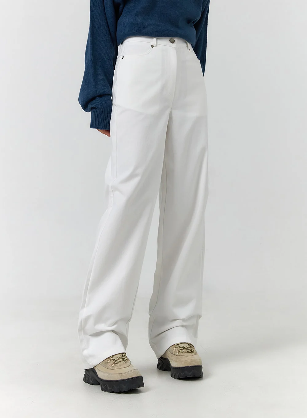 Solid Cotton Straight Pants CF401 - Image 4