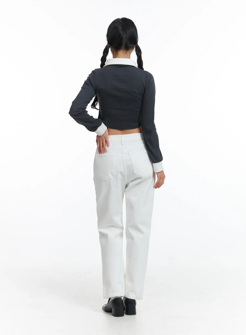 Solid Cotton Straight Pants OJ429 - Image 4