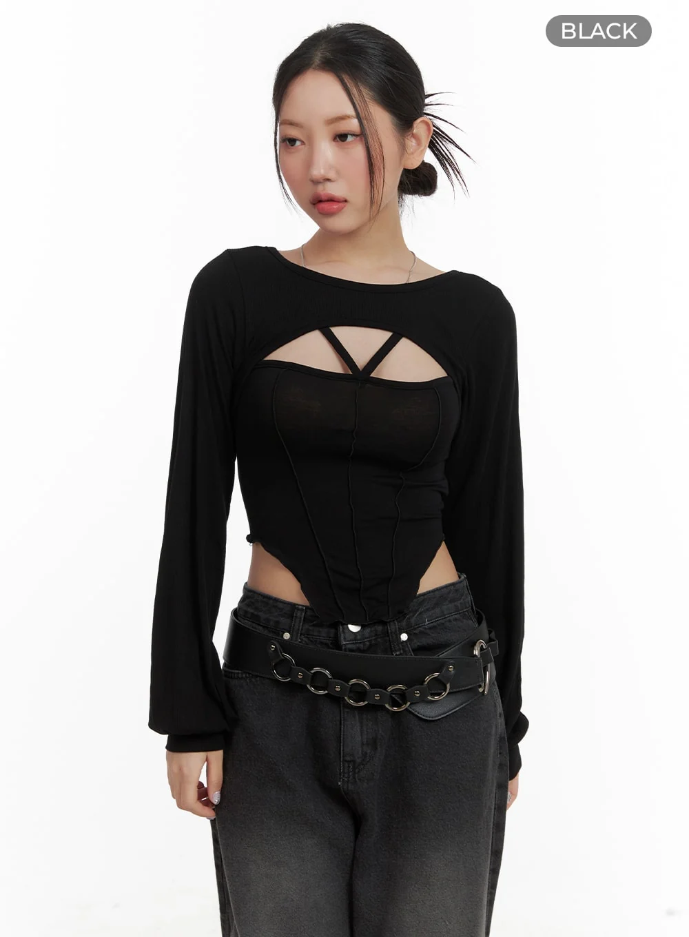 Solid Cut Out Crop Top CA416 - Image 10