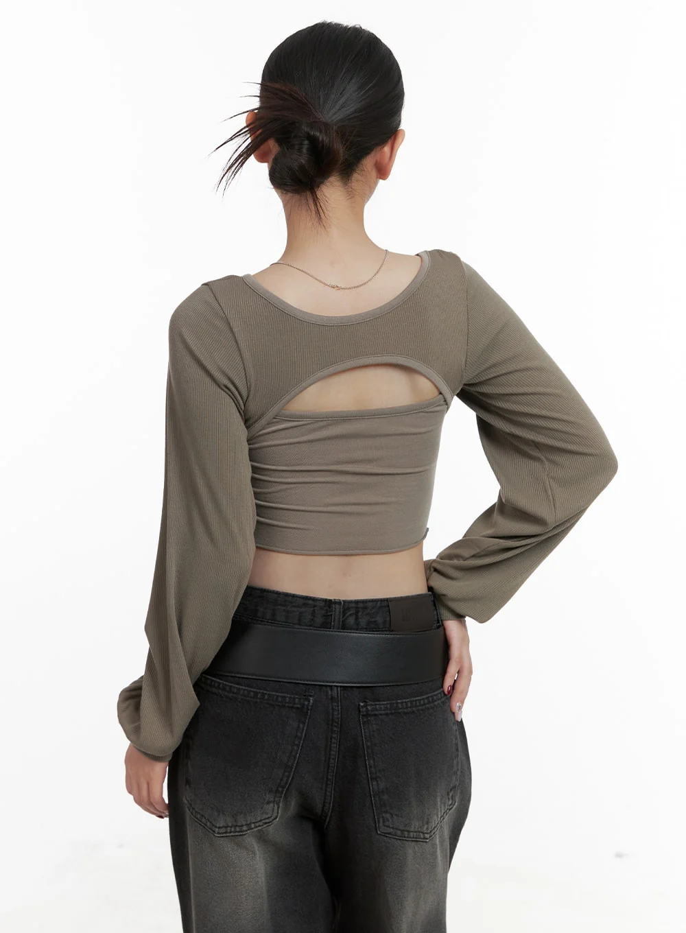 Solid Cut Out Crop Top CA416 - Image 7