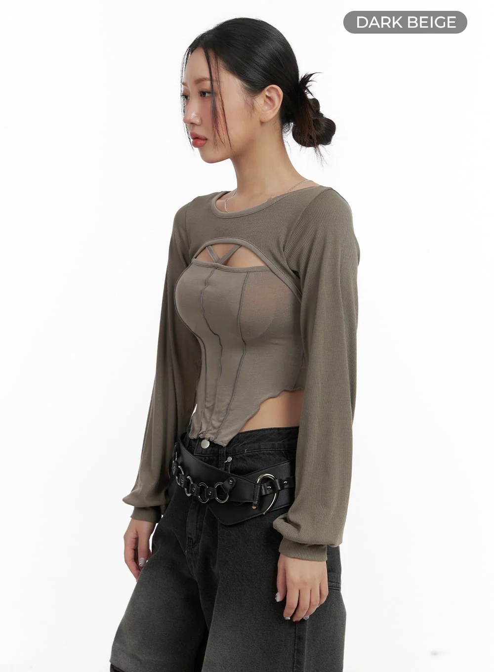 Solid Cut Out Crop Top CA416 - Image 9